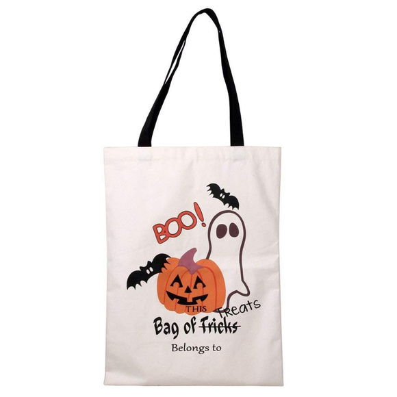 Large Halloween trick or treat canvas tote bag - Picture 1 of 1